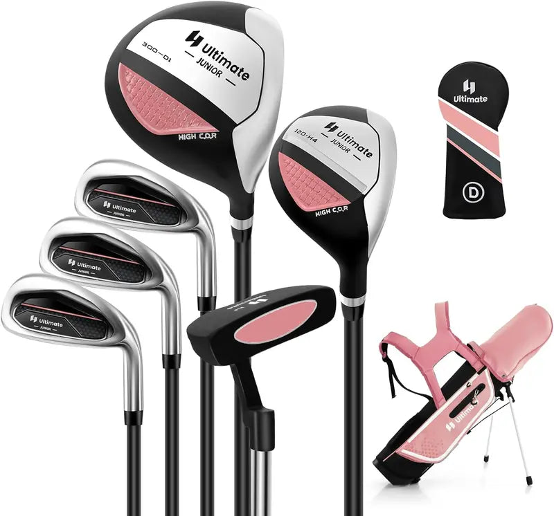 Junior Right-Handed Golf Club Set for Kids Including Stand Bag & Weatherproof Rain Hood