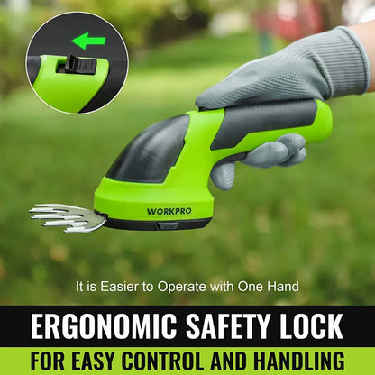 WORKPRO 7.2V Cordless 2-in-1 Shrub Trimmer & Hedge Shear  Ergonomic Pink Ribbon Model
