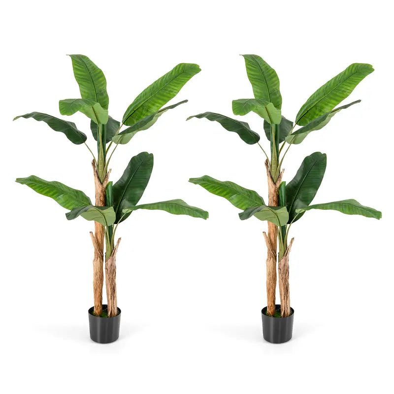5.5-Foot Lifelike Artificial Banana Tree with Planter