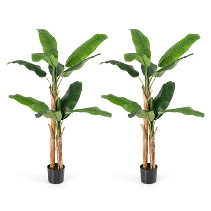 5.5-Foot Lifelike Artificial Banana Tree with Planter