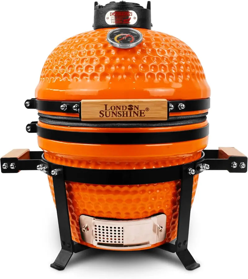 13-Inch Ceramic Kamado-Style Charcoal Grill  Compact Portable BBQ in Bold Red