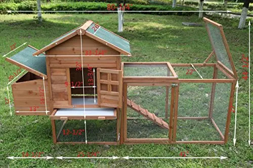 ECOLINEAR Outdoor 80  Wooden Chicken Coop Nest Box Hen House Poultry Pet Hutch Garden Backyard Cage
