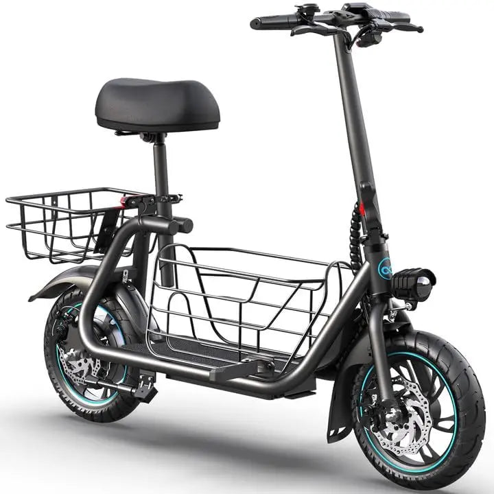Electric Scooter for Adults  Foldable Commuter Scooter with Oversized Front Basket