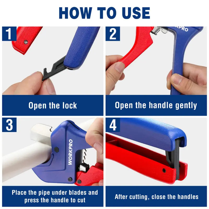 WORKPRO Ratcheting PVC & PEX Pipe Cutter  Cuts Up to 2-1/2″ Diameter