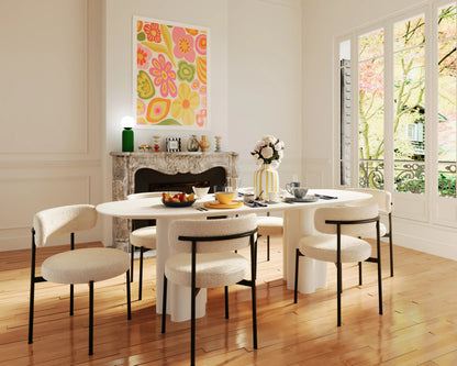 Lot de 2 chaises de salle   manger design moderne, bouclette blanche Julia