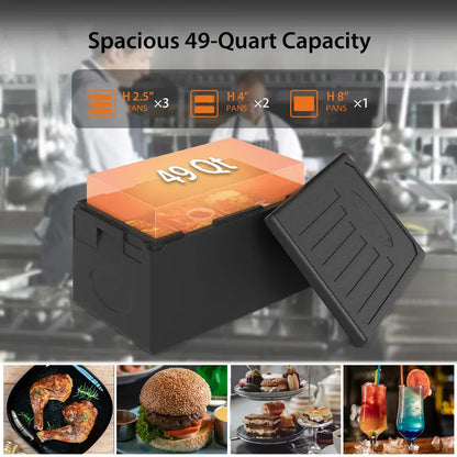 49-Quart Top-Load Stackable Hot Box with Built-In Handles for Catering or Camping