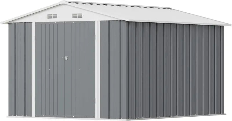 Greesum 6x4ft Lockable Patio Storage Shed  Galvanized Steel Garden Utility Shed