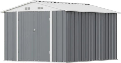 Greesum 6x4ft Lockable Patio Storage Shed  Galvanized Steel Garden Utility Shed