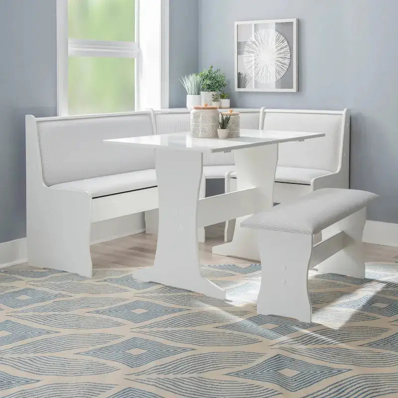 Sedley Farmhouse-Style Nook Dining Set  Compact Dining Ensemble with Integrated Storage Solutions