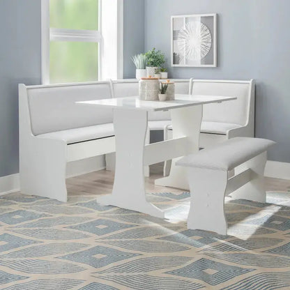 Sedley Farmhouse-Style Nook Dining Set  Compact Dining Ensemble with Integrated Storage Solutions