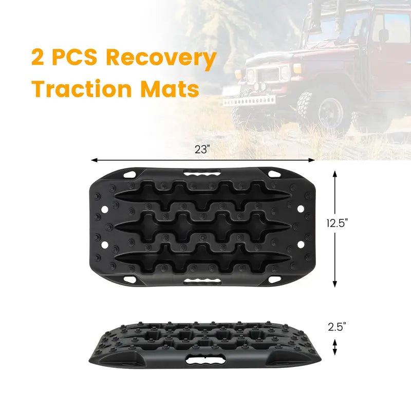 Off-Road Recovery Traction Mats, Dual-Piece 4×4 Heavy-Duty Grip Tracks