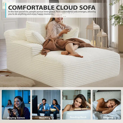 50-Inch Corduroy Reclining Sleeper Sofa with Extra-Deep Seat and Boneless Support