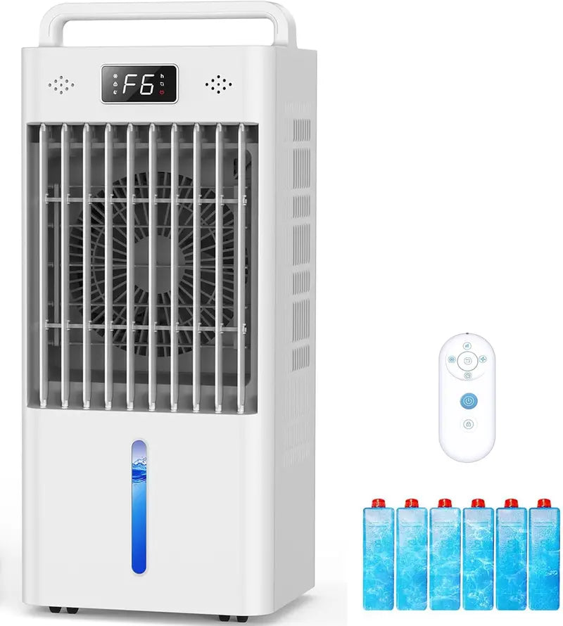 Hose-Free Portable Evaporative Air Cooler  3-Speed, 3-Mode Swamp Cooler with 12-Hour Auto-Off, 20-Hour Runtime, 16-Foot Remote