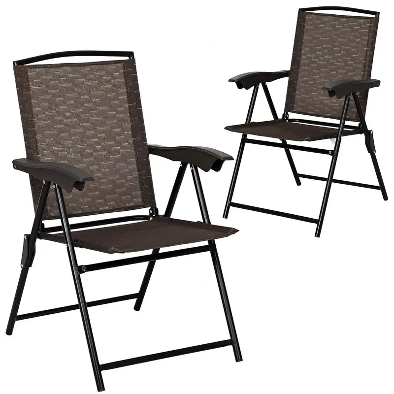 Set of 2 Foldable Sling Chairs for Indoor, Patio, Garden, or Poolside Use