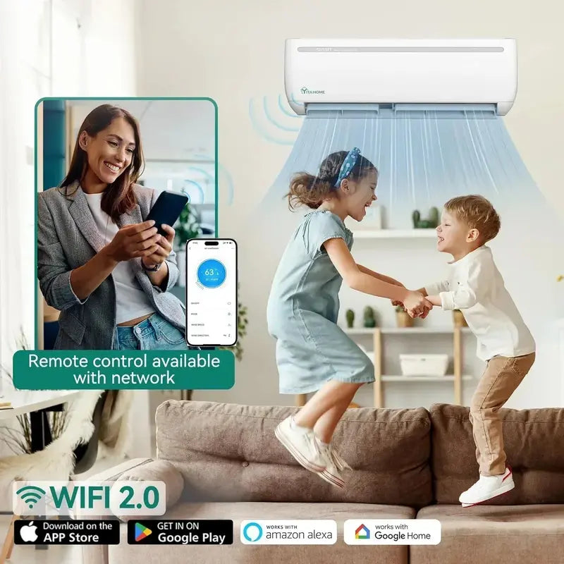 12,000 BTU Inverter Mini-Split Heat Pump System  Wi-Fi Ready, 20 SEER2, 115V Ductless