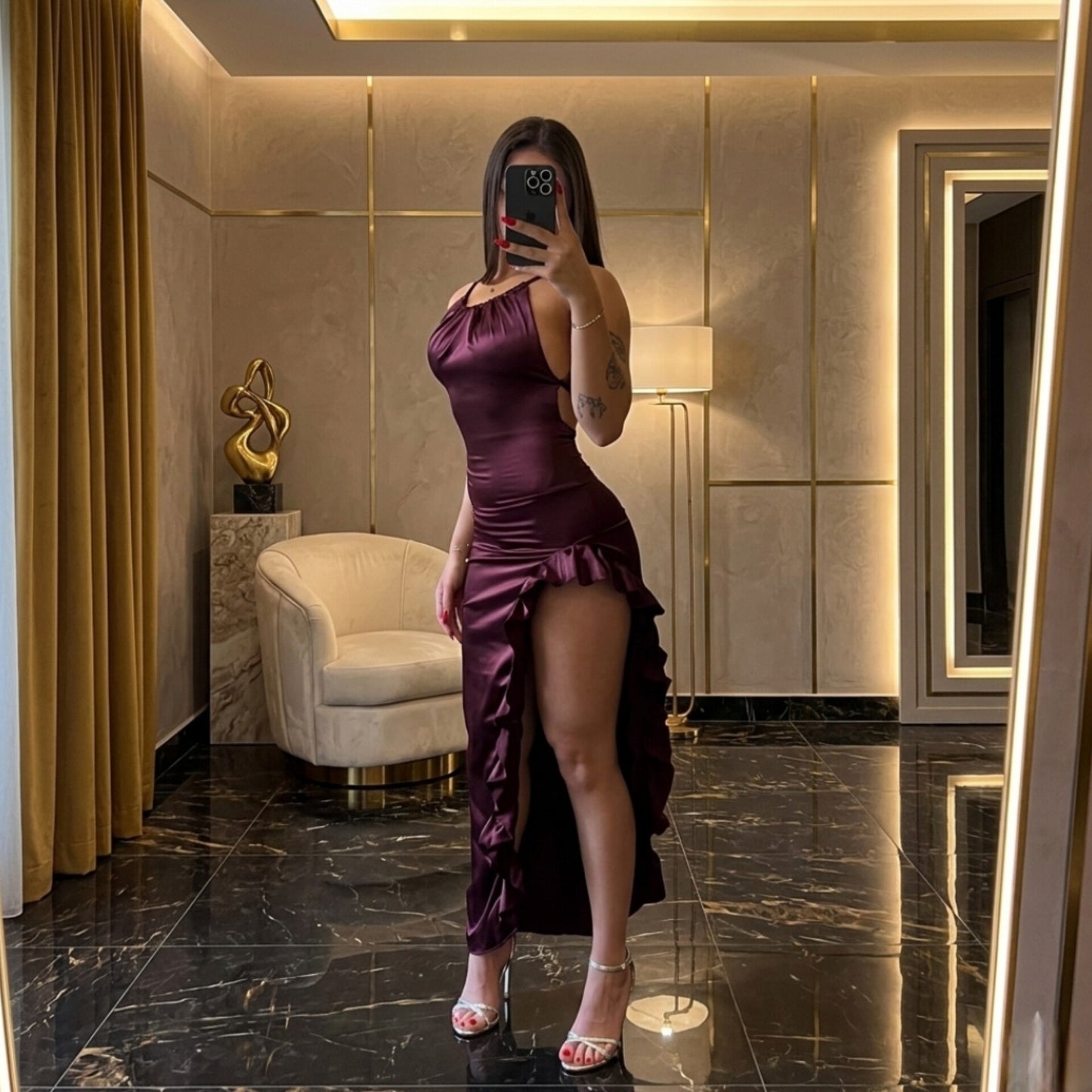 Robe en Satin Noir "Minuit"