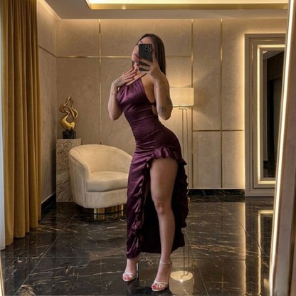 Robe en Satin Noir "Minuit"